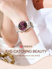 CURREN Fashionable Quartz Watches for Women Roman Numerals Simple Elegant Stainless Steel Braclete Ladies Wristwatch