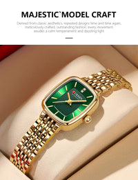 CURREN Fashion Rectangular Ladies Watches New Quartz Waterproof Stainless Steel Strap Wristwatch for Women