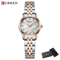 CURREN Elegant Fashion Women's Watches Luxury Brand Original Quartz Watch for Ladies Waterproof Stainless Steel Clock