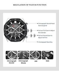 CURREN Sport Mens Watches Top Brand Luxury Auto Date Watch Men Waterproof Luminous AQUANAUT Quartz Watches for Men Reloj Hombre