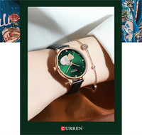 CURREN 9077 Ultra-thin Quartz Watch for Ladies, Waterproof Minimalist Small Dial Round Wristwatch