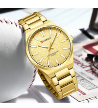 CURREN Men’s Business Watch Textured Black Dial Quartz  Wristwatch Stainless Steel Luminous Male Dress Watch Relogio Masculino
