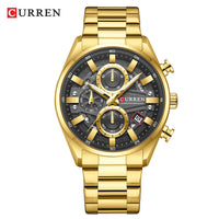 CURREN Men's Multifunctional Watch with Chronograph Date Stopwatch Waterproof Watches Stainless Steel Quartz Movement Clock