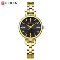 CURREN Luxury Brand Women's Watch Elegant Fashion Stainless Steel Waterproof Ladies Wristwatches with Rhinestone