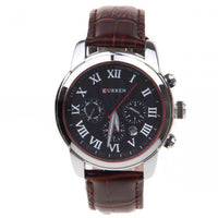 Curren Men's Chronograph with Leather Band (Black 4.5cm Dial) - Roman - CUR081