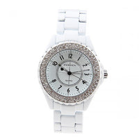 Curren Quartz Women's White Stainless Steel Waterproof Rhinestone Watch (White 3.2cm Dial) - CUR085