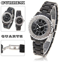 Curren Women's Black Stainless Steel Rhinestone (Black 3.2cm Dial) - CUR096