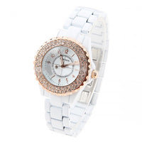 Curren Lovers' White Stainless Steel Waterproof Watch Set with Rhinestone Accents - CUR055