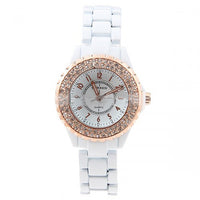 Curren Lovers' White Stainless Steel Waterproof Watch Set with Rhinestone Accents - CUR055