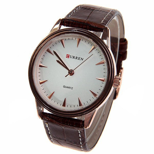 Curren Women's Watch with Leather Band (White 3.4cm Dial) - CUR048