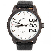 Curren Men's Watch with Black Leather Band (White 5cm Dial) - CUR037