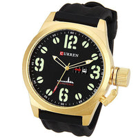 Curren Men's Watch and Silicone Band (Black 5.7cm Dial) - CUR043