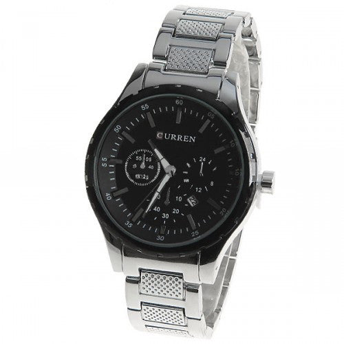 Curren Men's Stainless Steel Chronograph (Black 4.8cm Dial) - CUR008