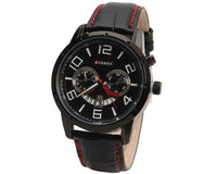 Curren Quartz Black Watch with Leather Band (Round 4.7cm Dial) - Unisex - CUR115