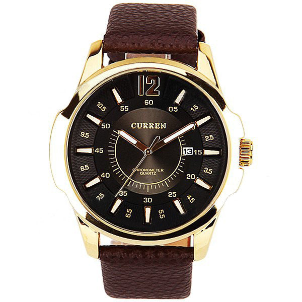 Curren Men's Watch with Leather Band (Black 4,8cm Dial) CUR021