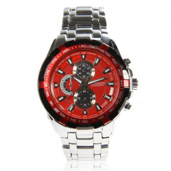 Curren Men's Stainless Steel Waterproof Chronograph (Red 5.5cm Dial) - CUR071