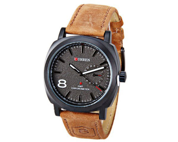 Curren Unisex Watch with Leather Band (Black 4.5cm Dial ) - CUR110