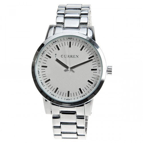 Curren Quartz Men's Stainless Steel Watch (White 4.7cm Dial) - CUR002
