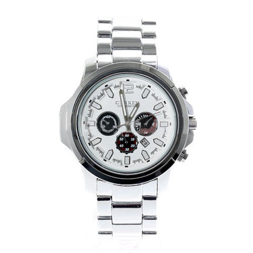 Curren Men's Stainless Steel Waterproof Chronograph (White 4.5cm Dial) - CUR026