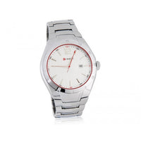 Curren Men's Stainless Steel Watch with Red Accents (White 4.5cm Dial) - CUR023