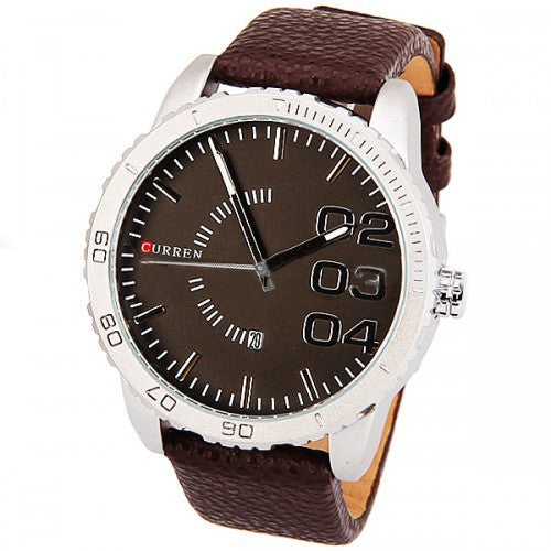 Curren Men's Watch with Leather Band (Brown 5.2cm Dial) - CUR036