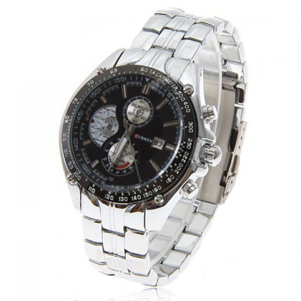 Curren Quartz Men's Stainless Steel Waterproof Chronograph (Black 4.6cm Dial) - CUR103