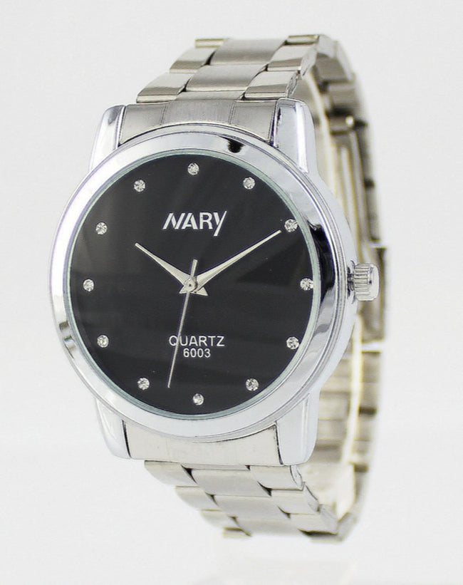 Nary Women's White Dial Stainless Steel Dress Watch-B6003W