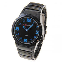 Curren Men's Black Stainless Steel Leisure Waterproof Watch (Black 4.4cm Dial) - Blue - CUR069