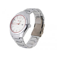 Curren Men's Stainless Steel Watch with Red Accents (White 4.5cm Dial) - CUR023