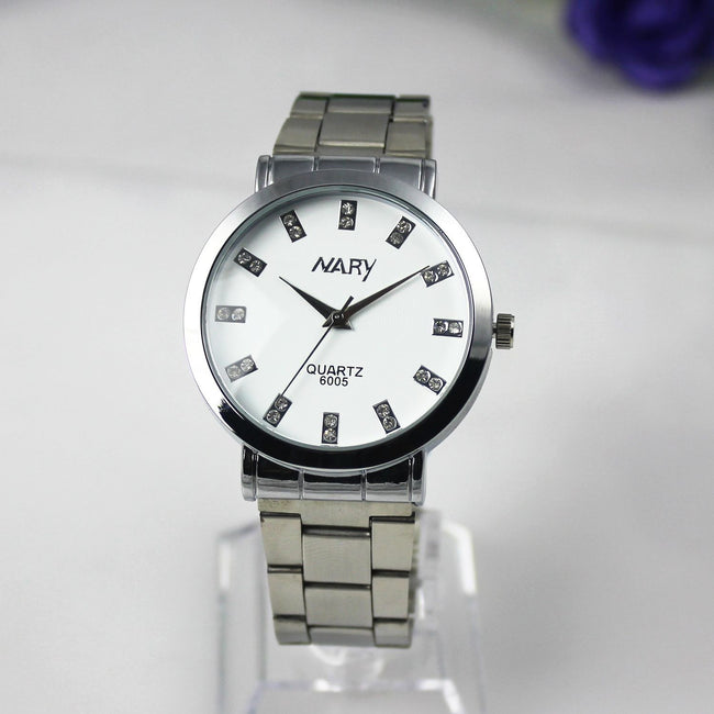 Nary Women's White Dial Stainless Steel Dress Watch-W6005W