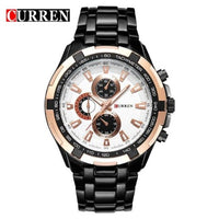 Curren Men's Black Stainless Steel Chronograph with Copper Accents (Black 5cm Dial) - CUR106