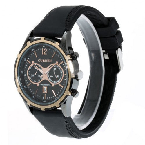 Curren Quartz Men's Watch with Dual Chronograph (Black 4.2cm Dial) - CUR100