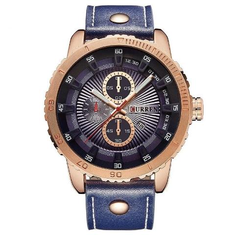 Curren Gold and Blue Dial Men's Watch (Dial 4.5cm) - CUR195