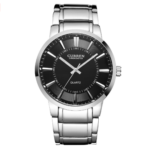 Curren Choronometer Quartz Stainless Steel Watch Black 4.8cm Dial CUR121
