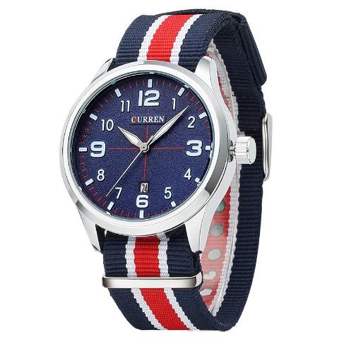 Curren Men s Nylon Strap Watch Blue 4.2cm Dial CUR123 Curren Watches