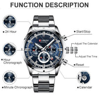 Curren Stainless Steel Chronograph Men's Watch (Dial - 4.7cm) - CUR198